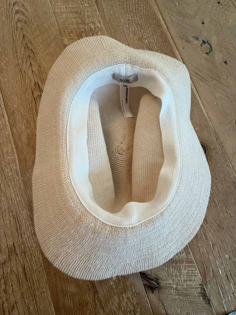 Ecote Wide-Brim Knit Sun Hat in Soft Cream